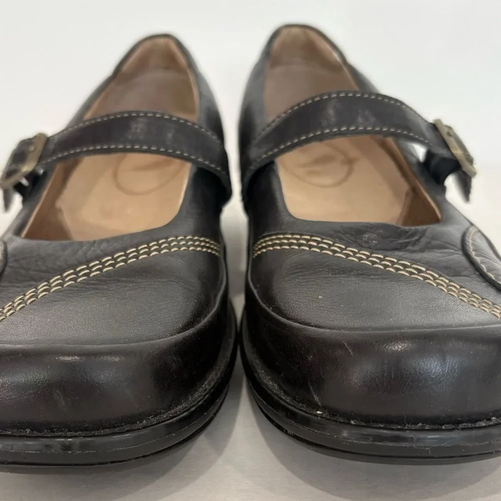 Red Wing Black Leather Mary Jane Shoes Womens Size 8 Slip On Buckle Loafer - Picture 5 of 11